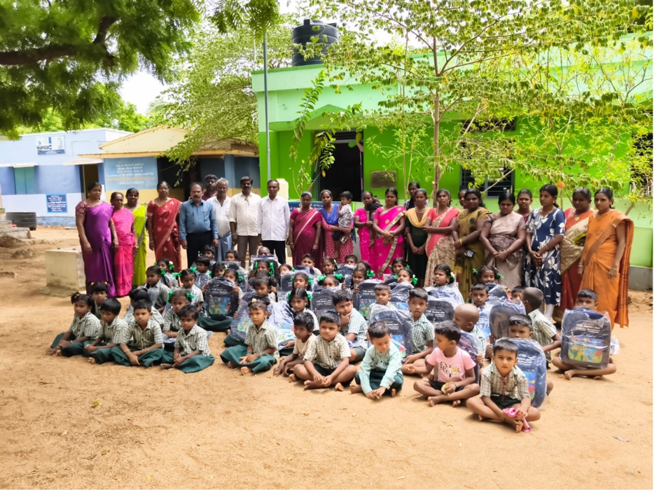 Volunteers distributing school bags — VDR Foundation
